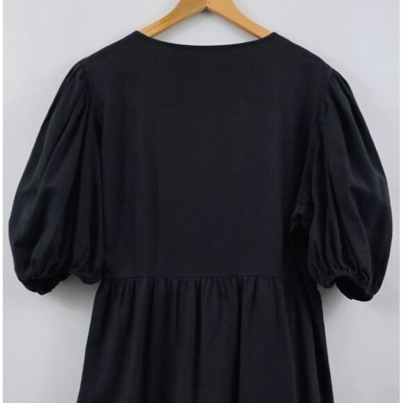 Nasty Gal Maxi Wrap Dress Black Puff Sleeve Tiered Size 18 Boho Milkmaid Grunge - Picture 6 of 11